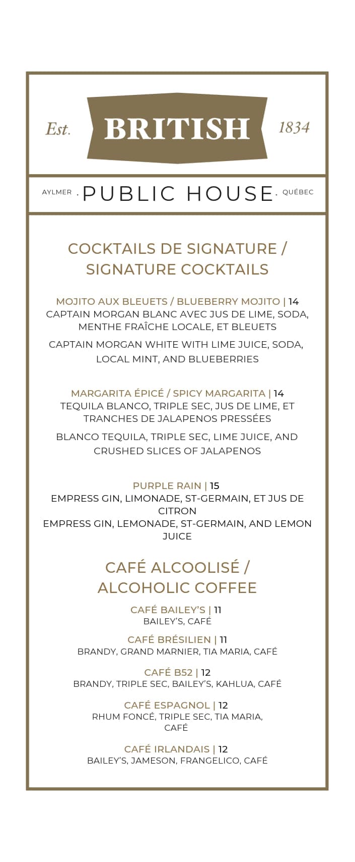 Drinks menu, page 5