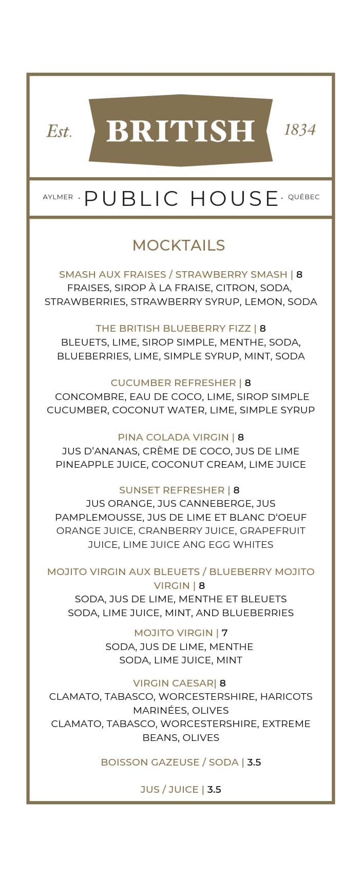 Drinks menu, page 6