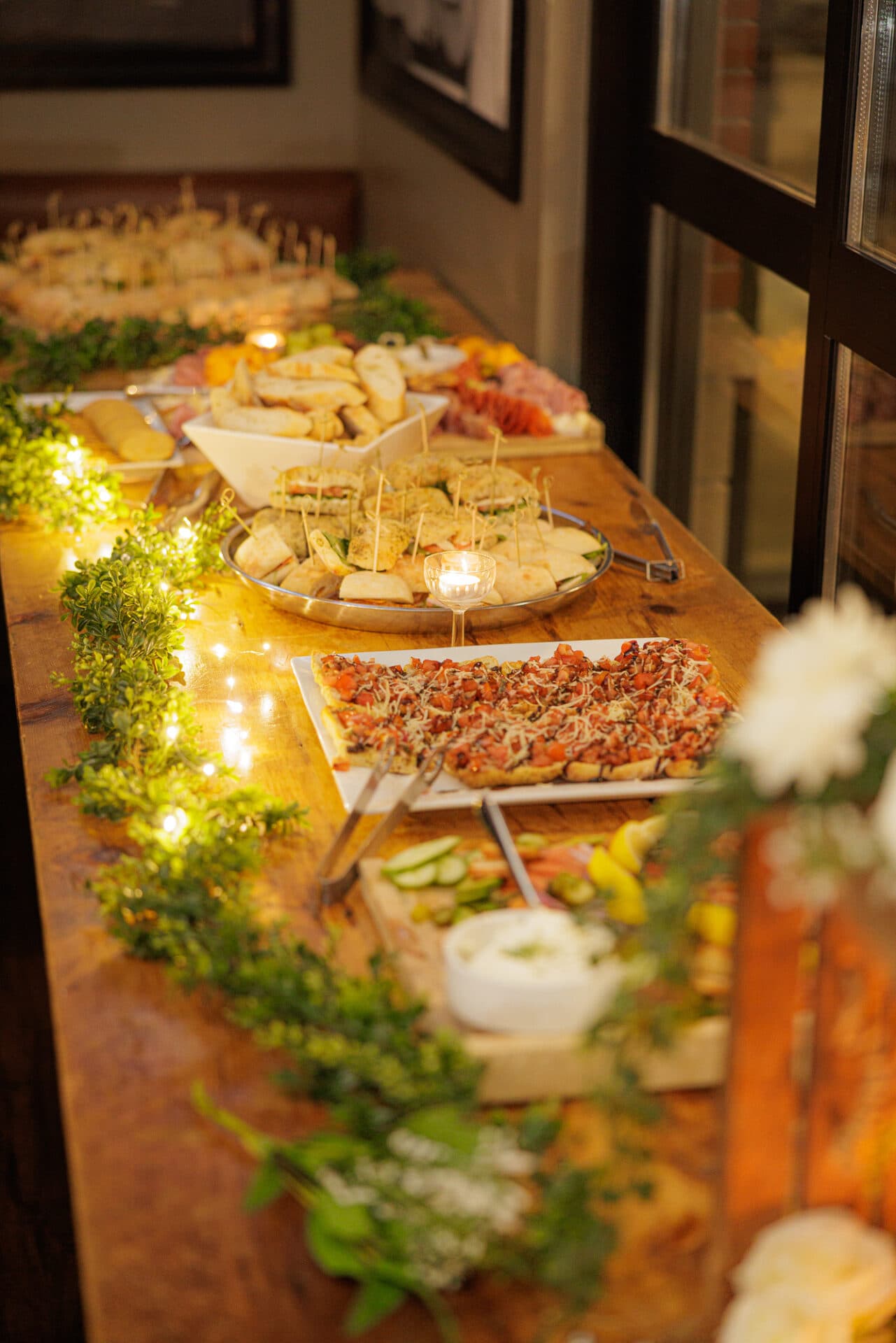 Catered dishes prepared for guests